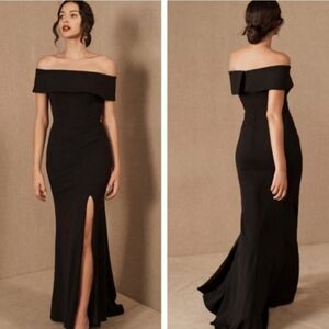 BHLDN Elegant Black Off-Shoulder Gown